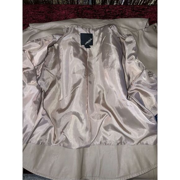 NEW Women’s Faux Leather Tan Moto Jacket XL - Picture 5 of 8